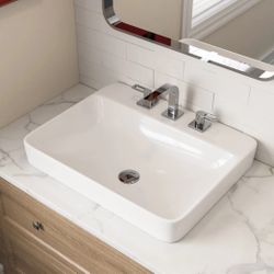 Deer Valley Bath - 18.9" Rectangular Drop-in Bathroom Sink, Overflow Hole