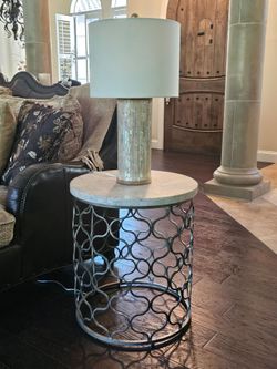 Granite Heavy Duty Side Table with Lamp