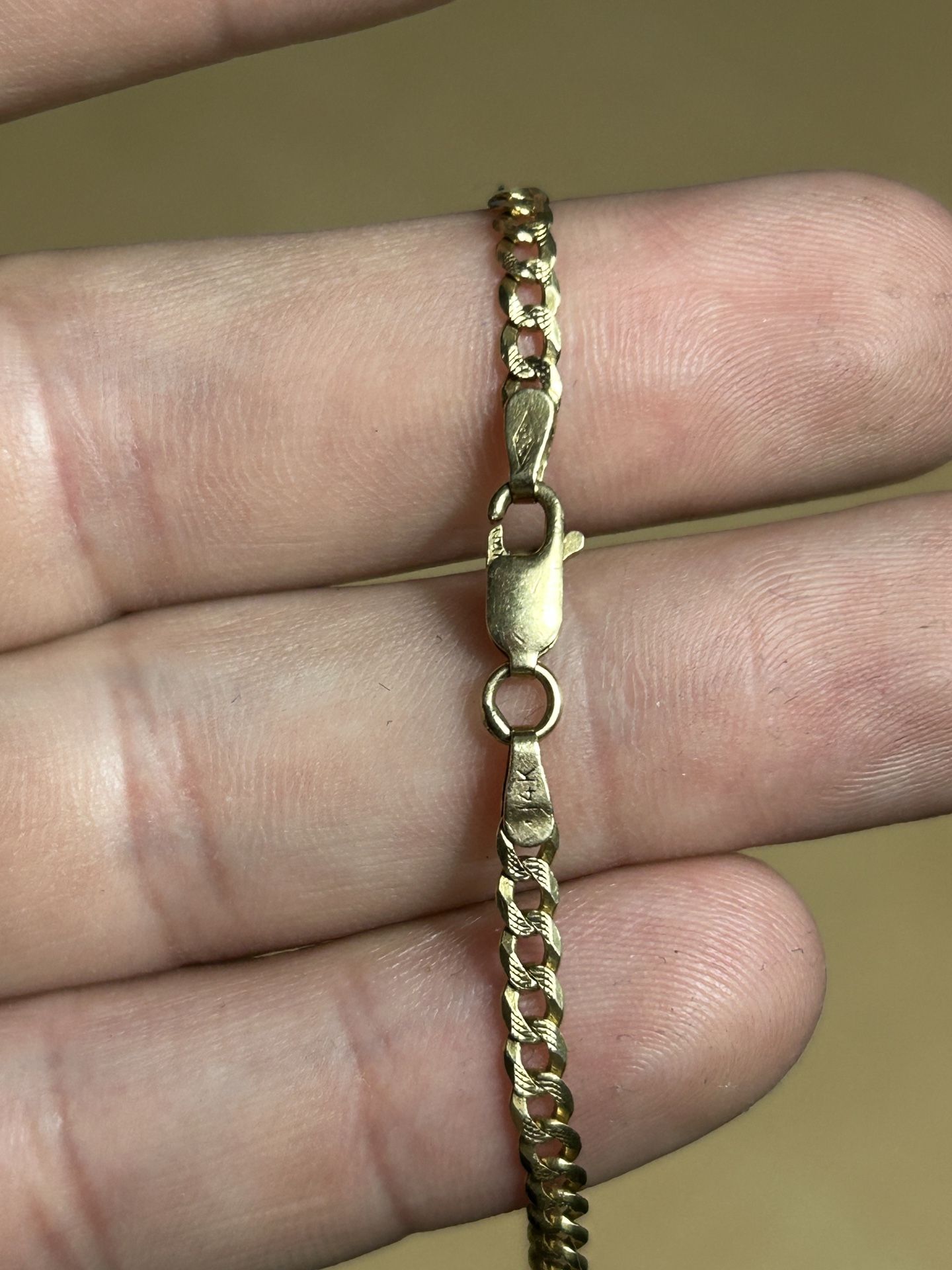 14K Yellow Gold Cuban Curb Link Chain 3mm Necklace 17" 7.21 Gram