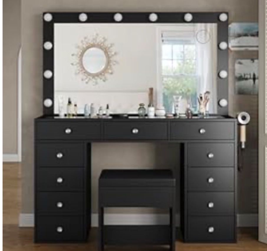 Black Yanosaku Vanity Desk- Brand New