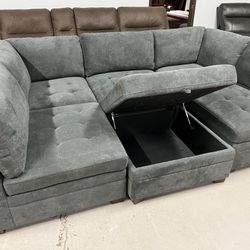 LIKE NEW 🚨 Thomasville Tisdale Fabric Sectional with Storage Ottoman Couch + FREE DELIVERY 🚚 