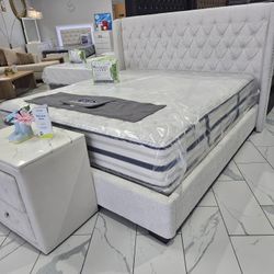 Bed Frame Whit Mattress And Nigthstand New 