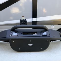 Hooke Road LOTUS Tube Front Bumper w/Skid Plate for Jeep Wrangler JL & Gladiator JT (2018-2025), Offroad Steel Bumper with Winch Plate and Bright Ligh