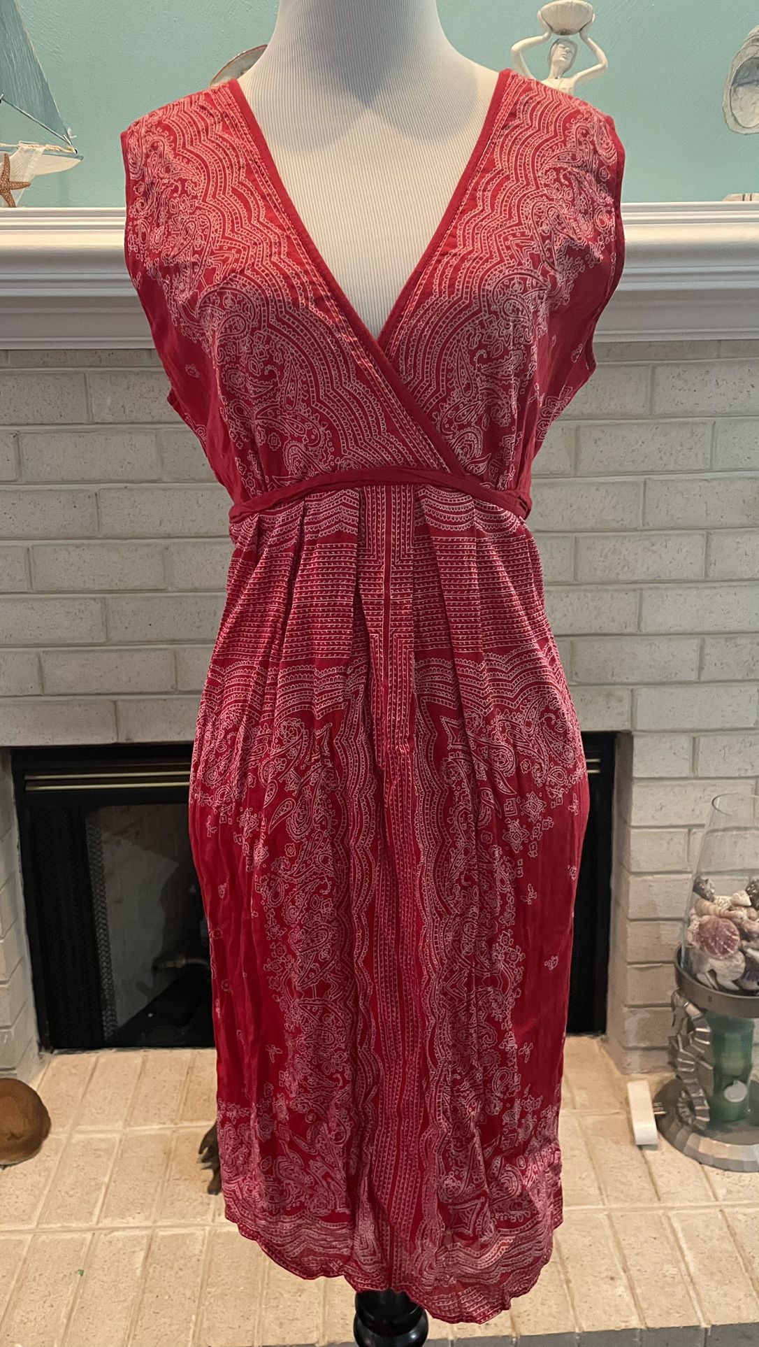 Red summer maternity dress