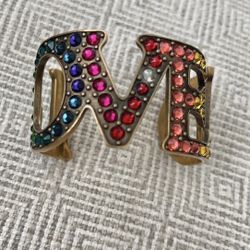 Gucci Loved Cuff Bracelet Gold Time Brass Rainbow Crystals 