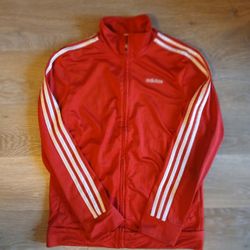 Adidas Kids Youth Classic Red White Tracksuit Pullover Sweatshirt Zip Up Jacket Coat Size L 14-16