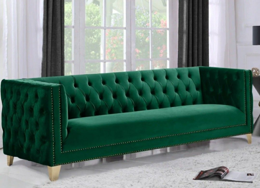 Michelle Velvet / Iron Green Sofa