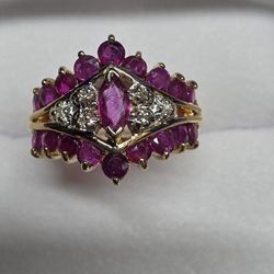 Ruby and Diamonds 14k Gold Ring MOTHER'S DAY