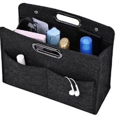 Felt Handbag Organizer Insert-Versatile Multi Pocket Storage Tote Purse Shaper Black 