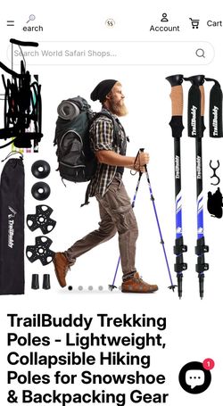 TrailBuddy Trekking Poles - Lightweight, Collapsible Hiking Poles for Snowshoe & Backpacking Gear - Pair of 2 Walking Sticks for Hiking, 7075 Aluminum