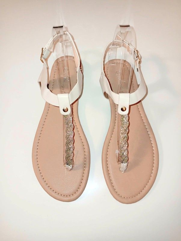 Women's Trendy Summer Shiny Rhinestone Sandals Flat Slippers Shoes Lightweight