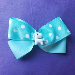 Blue unicorn hair bow