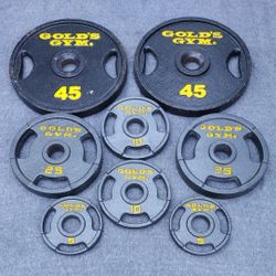 SET OF GOLDS GYM OLYMPIC PLATES (PAIRS OF)  :  45s  25s  10s  5s 