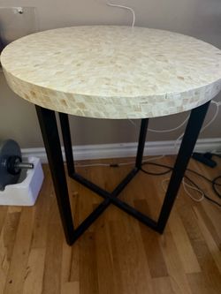 Round Mother of Pearl / Capiz Mosaic Side Table