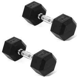 New 15LB Pair of Fitvids Rubber Encased Hex Dumbbell. They're currently on sale for $36.98.