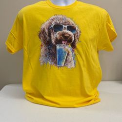 Dog Drinking New T-shirt,  Preshrunk Cotton, Size Medium, Free Shipping/local Pickup, (item #382)