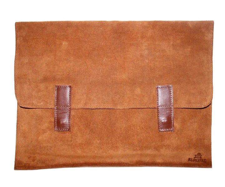 Rupestre Chile Tan Premium Suede Leather Laptop 15" Sleeve Portfolio Clutch Mint
