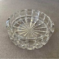 Mid-Century 1970s Round Crystal Grid Ashtray Dish Catchall Home Decor