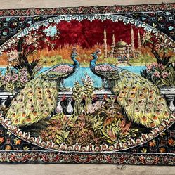 Vintage Velvety Peacock Rug 