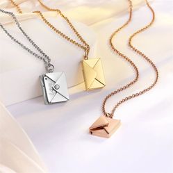 Mini Envelope “I Love You” Necklace – Hidden Message Gift (Gold & Silver) 