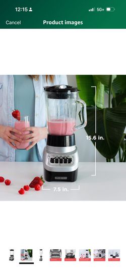 BLACK+DECKER BL1210BG PowerCrush Blender with 6-Cup Glass Jar, Black