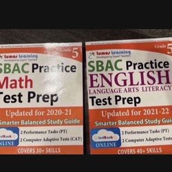 Grade 5 SBAC Math & English Test Prep 2021-22 Like New No Writing Summer Prep 