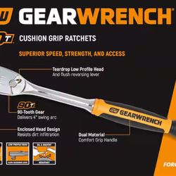 GEARWRENCH 1/4 in. Drive 90-Tooth Dual Material Teardrop Ratchet