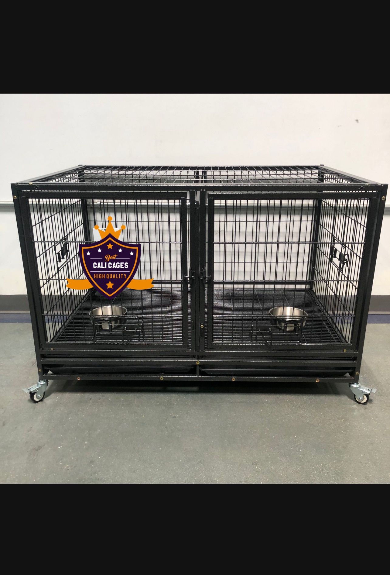 Dog Cage Kennel Size 43” With Divider And Feeding Bowls New In Box 📦