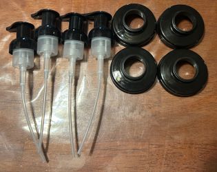 Black Soap Dispenser Pump Heads with Collar Rings – Set of 4