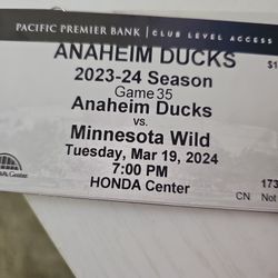 Anahiem Ducks Vs Minnesota Wild Club Seat