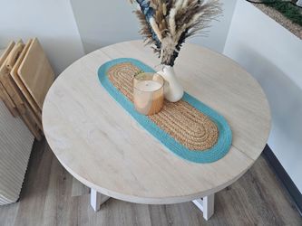 Coastal Wood Round Dining Table 47"