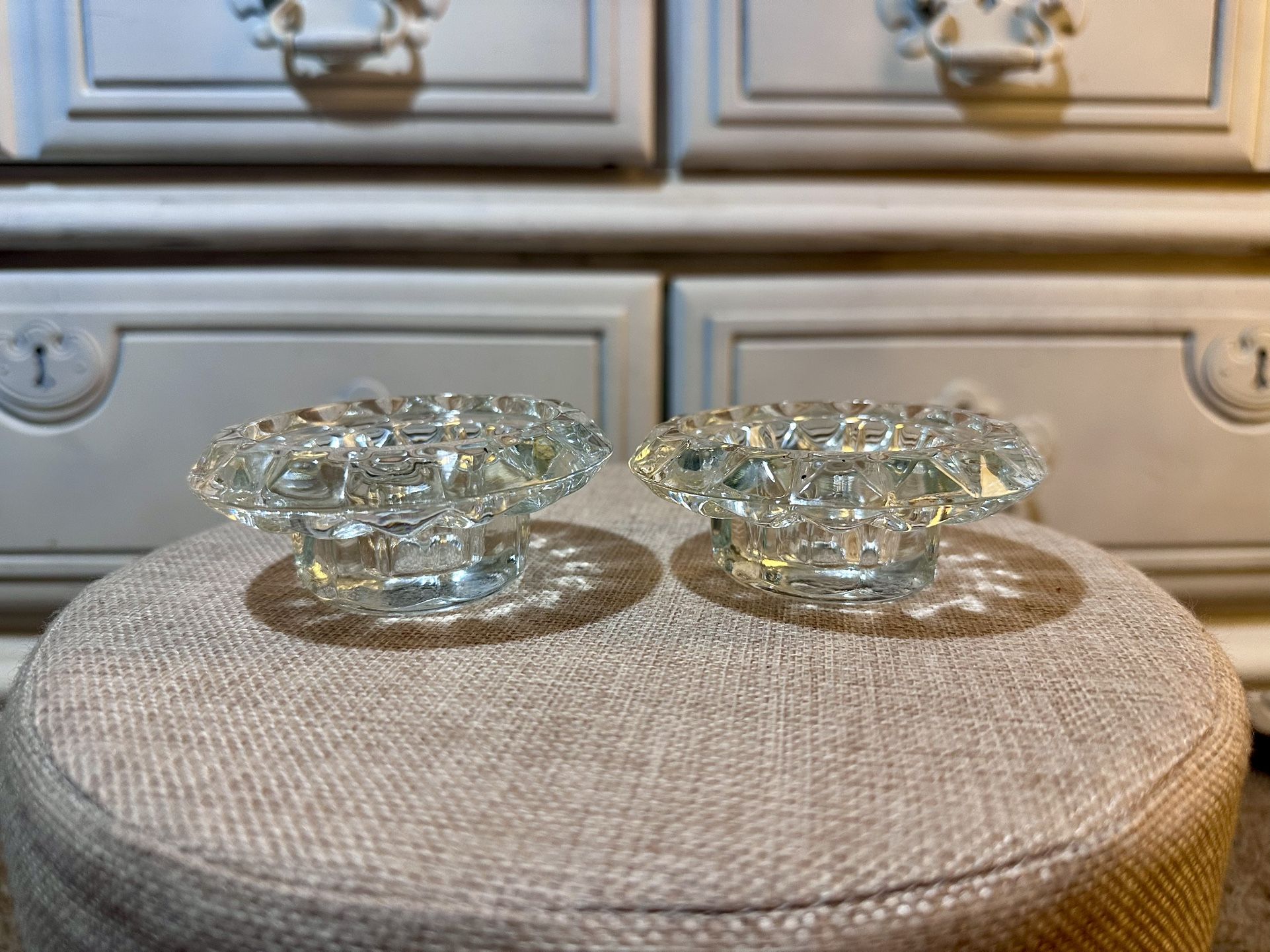 Pair of Glass Candle Holders