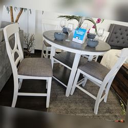 White/gray 5 pc counter height round dining table set