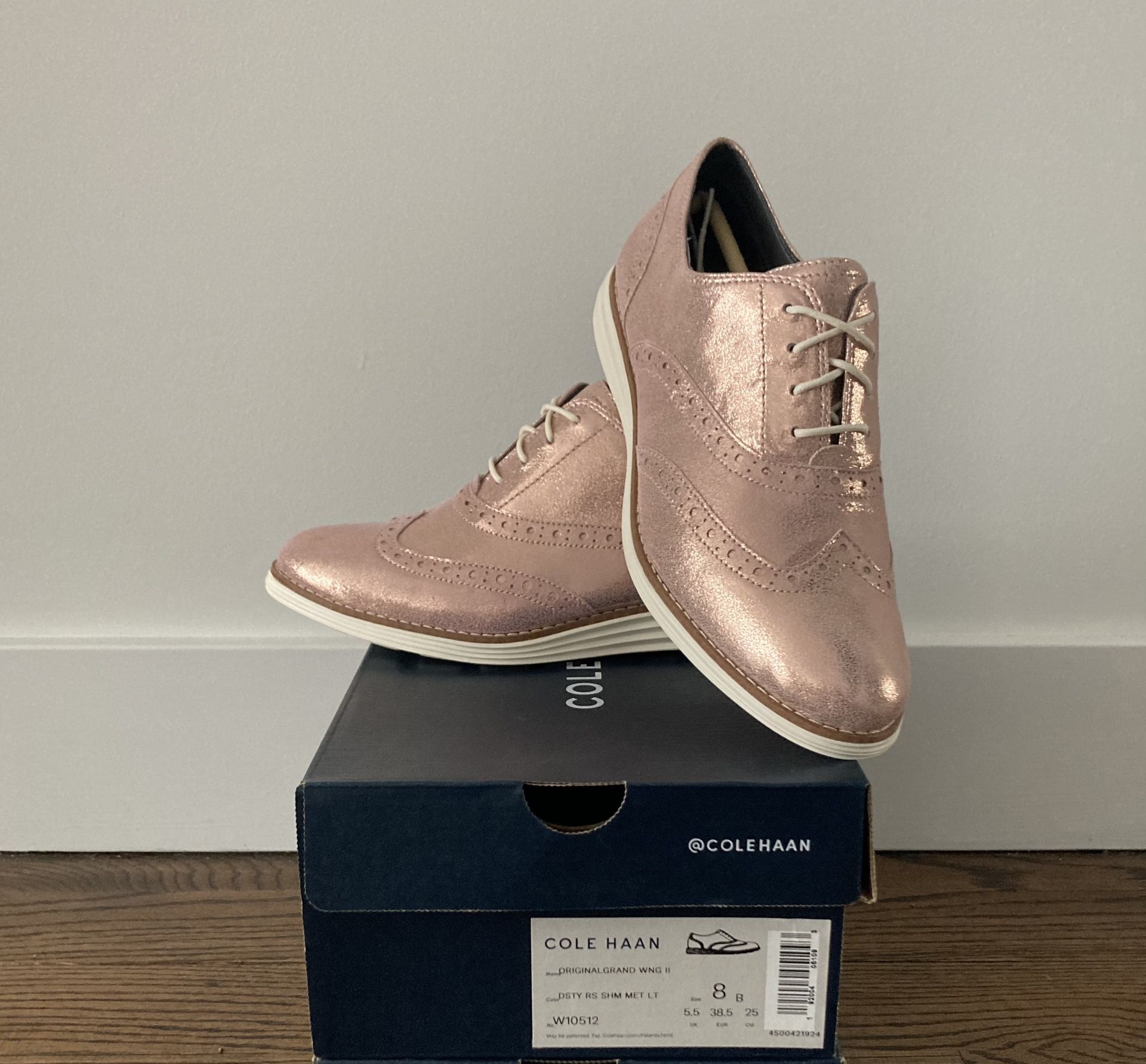 **FOR SALE**BRAND NEW IN BOX Rose Gold Cole Haan Wingtip Oxfords