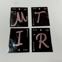 Iron On Pink Glitter Decals Letters M T I R 
