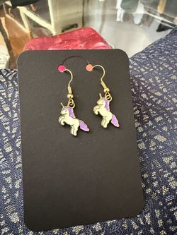 Unicorn Enamel Drop Earrings