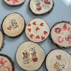Handmade Valentines Day wooden drink coasters