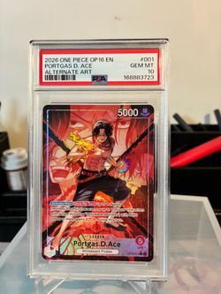 One Piece Ace Alt Art Leader OP-16 PSA 10