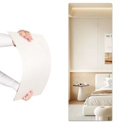 Acrylic Full Body Mirror - Self-Adhesive Shatterproof Wall Mirror, Ultra-Thin 0.06” Lightweight for Home Gym, Bedroom, Closet Door - Frameless Easy In