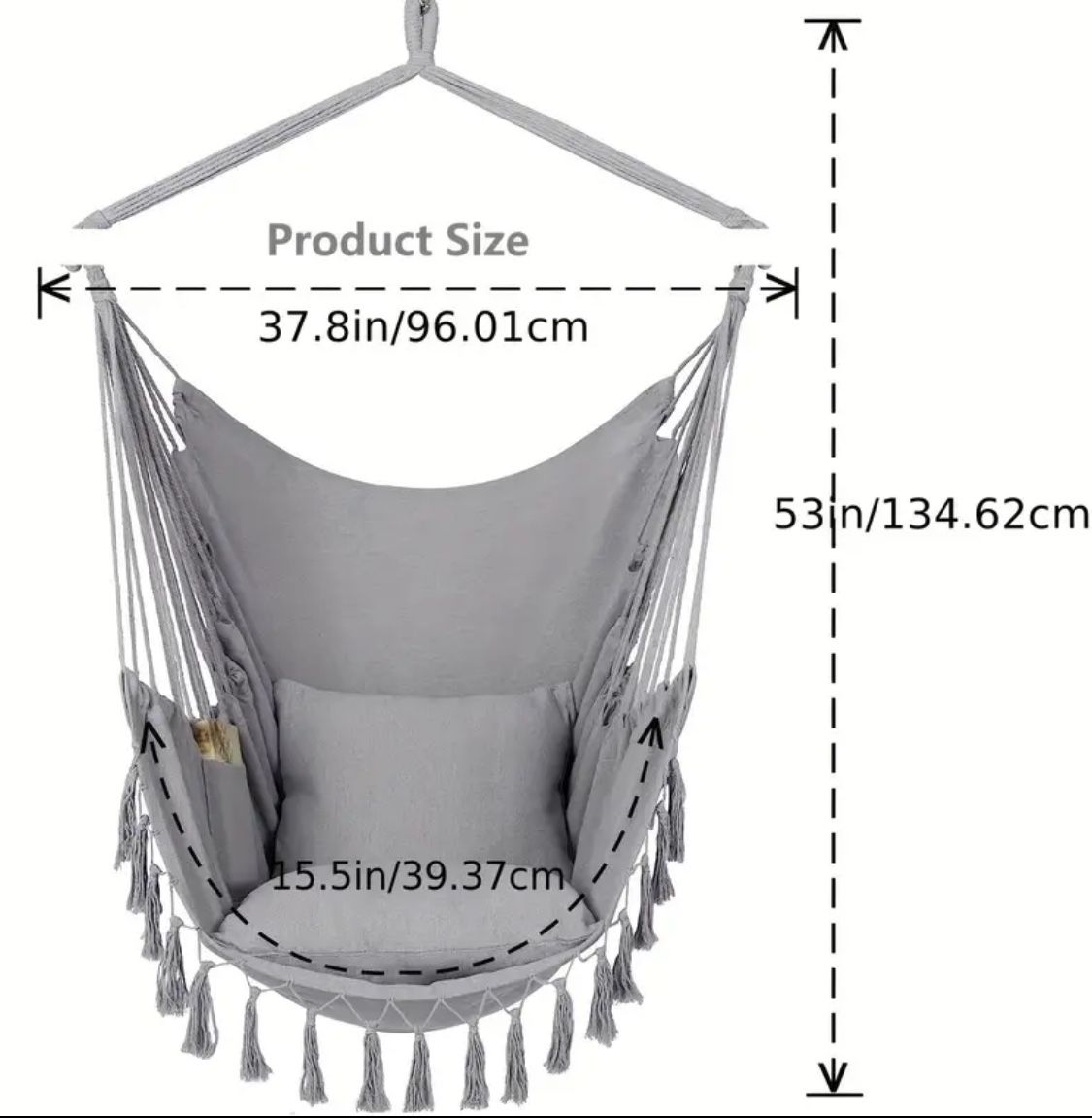 Brand New, Unused Hanging Chair With Top Wood