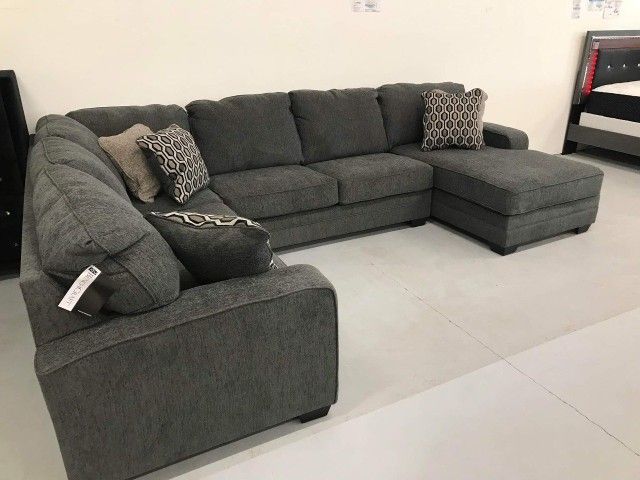 🍄 Tracling Slate Grey Huge U Shaped Sectional With Ottoman | Loveseat | Couch | Sofa | Sleeper| Living Room Furniture| Garden Furniture | Patio 