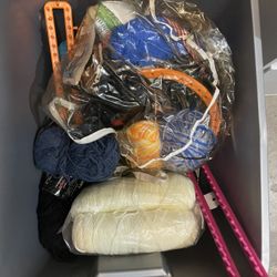 Yarn Lot And Supplies And Crafting Cabinet 