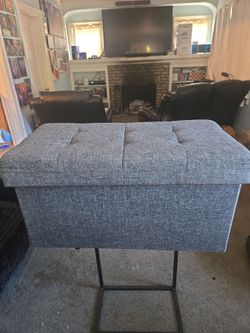 Gray Tufted Storage Ottoman
