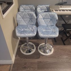 4 - Barstools. Powder Blue Adjustable Height 