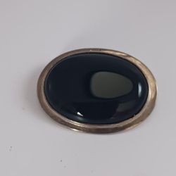 Sterling silver  onyx brooch