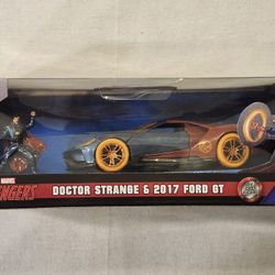 JADA METAL DIECAST 1:32 SCALE. MARVEL AVENGERS  DOCTOR STRANGE. 2017 FORD GT.  WITH METAL DIECAST DOCTOR STRANGE FIGURE. 