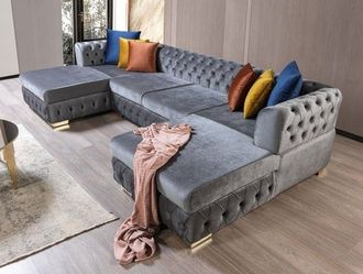 Matilda Gray Velvet Double Chaise Sectional  🤩 Same Day Delivery 🚘$2299⚡💥