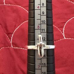 Fashion Silver Dagger Knife Ring Size 6