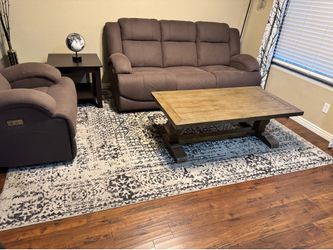 Power Reclining Sofa & Oversized Recliner – Soft Brown Fabric
