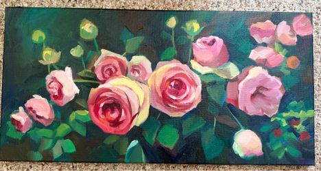 «Blush Garden», 10 x 20, original oil painting on canvas